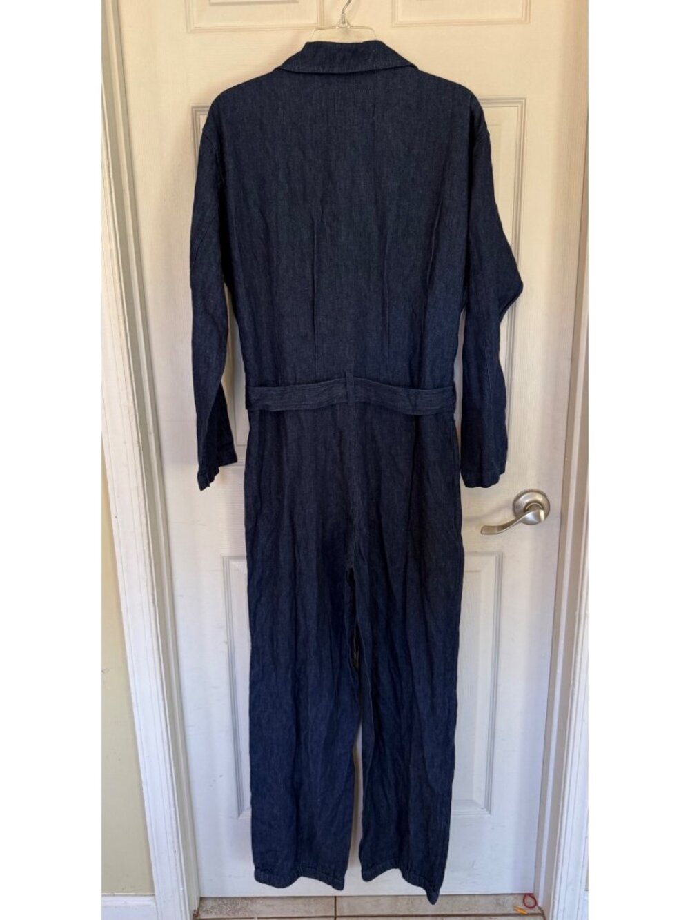 Stock MFG Herbology Denim Long Sleeve Wide Leg Jumpsuit Women's Large - Picture 6 of 6